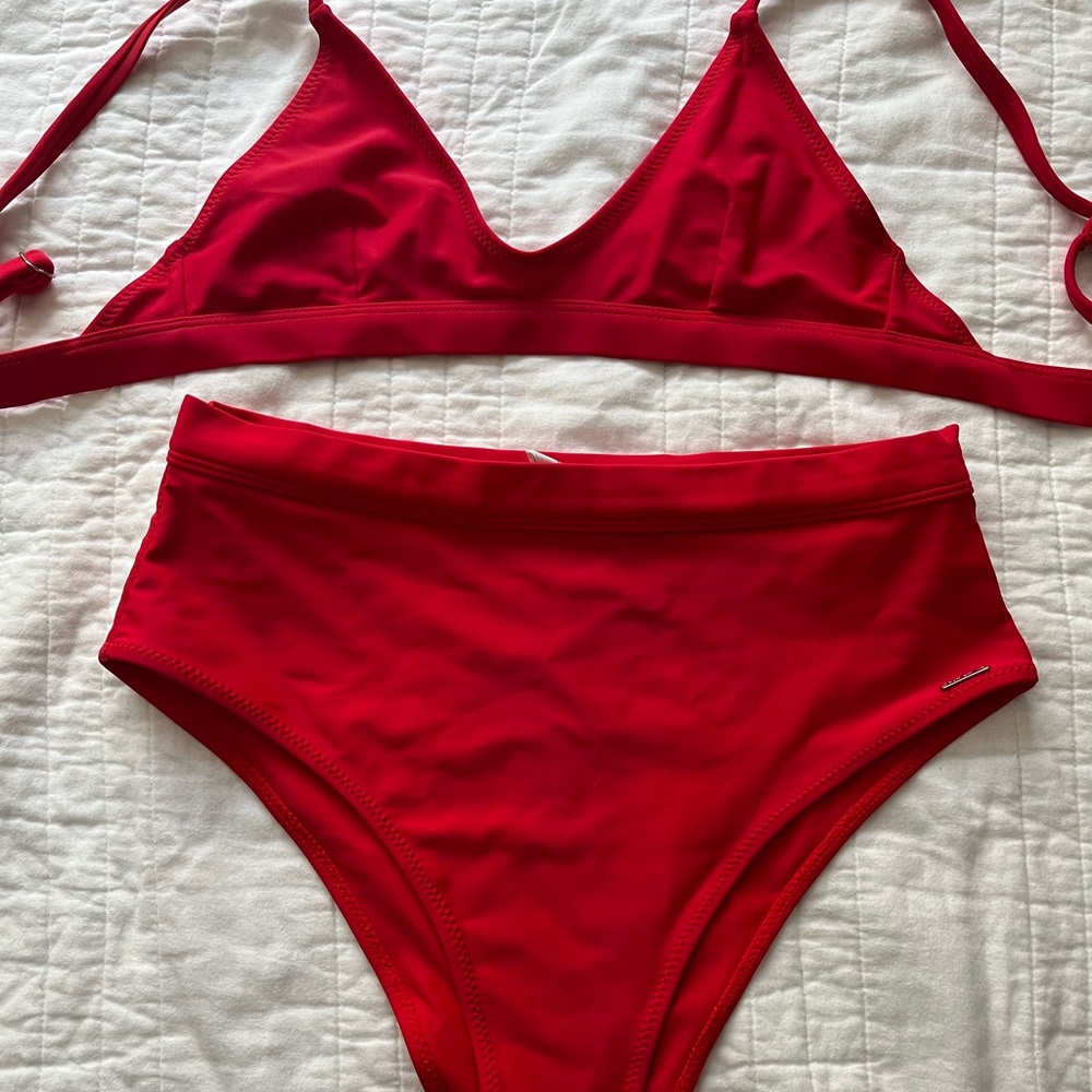 WHITE FOX SWIMWEAR RED BIKINI FULL SET